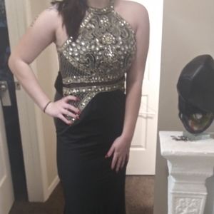Black&Gold Stretchy Prom Dress
